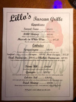 Lillo's Tuscan Grille menu