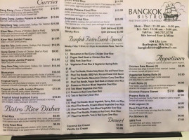 Bangkok Bistro Fine Thai Cuisine menu