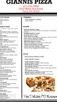 Gianni's Pizza Of Cecil Pa menu