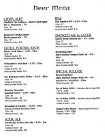 Hayes' Public House Brewery Taproom menu
