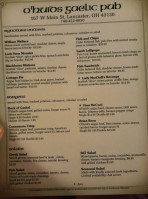 O'huids Gaelic Pub menu