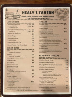 Healy's Tavern menu