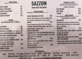 Sazzon Baja Mex menu