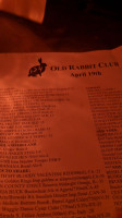 124 Old Rabbit Club menu