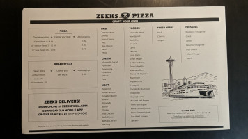 Zeeks Pizza menu