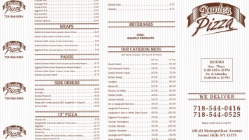 Dante's Pizza menu