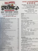Dillingers Drive-in menu