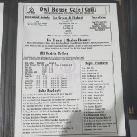 Owl House Cafe Grill menu