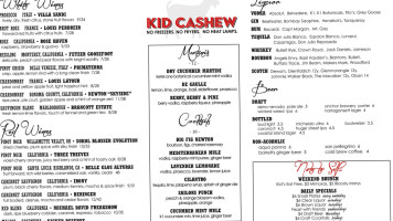 Kid Cashew menu