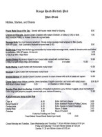 Kings Head British Pub menu