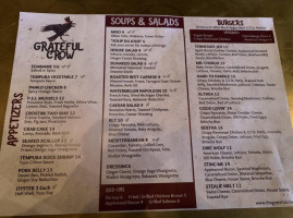 The Grateful Crow menu
