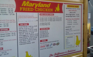 Maryland Fried Chicken menu