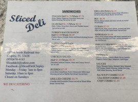 Sliced Deli menu