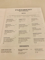 Paramount Ballroom menu