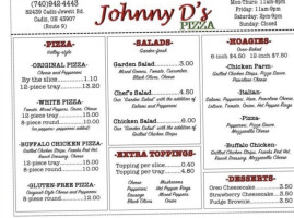 Johnny D's Pizza menu