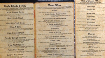 The Derby Steakhouse menu