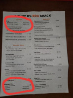 Donny B's Bbq menu