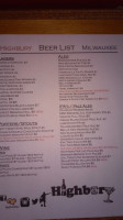 The Highbury Pub menu