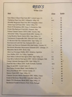 Red's Wine menu