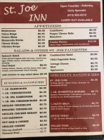 St Joe Inn menu