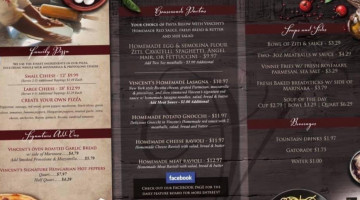 Vincent's Pastaria menu