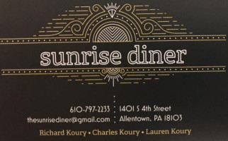 Sunrise Diner menu
