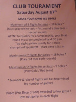 Clear Lake Golf Club Wisconsin menu