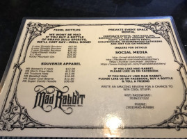 Mad Rabbit Distillery Pub menu