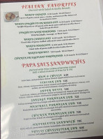 Papa Sal's Italian menu