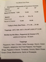 Tubby's Cafe menu