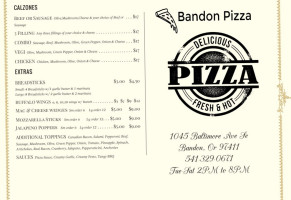 Bandon Pizza menu