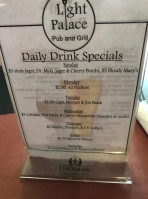 Light Palace Pub Grill menu