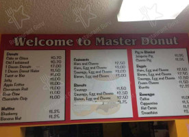Master Donuts menu