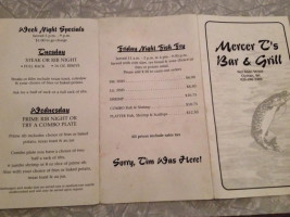 Mercer T's Grill menu