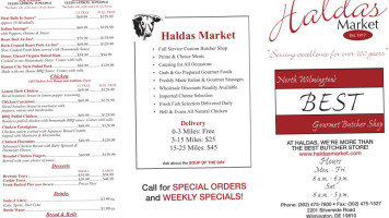 Haldas Market menu