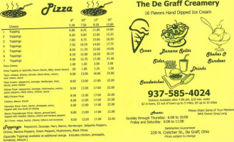 Degraff Creamery menu