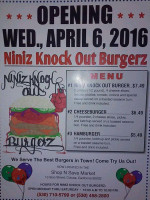 Niniz Knock Out Burgerz menu