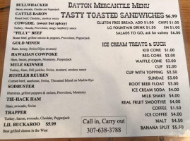 Dayton Mercantile menu