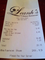 Leanh's Chinese menu