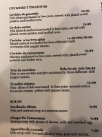 Ceviche 595 menu