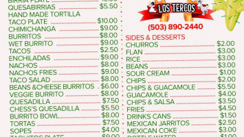 Los Tercos Mexican Food menu