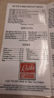 Ruth's Restaurant menu