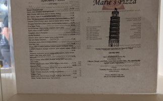 Maries Pizza Shop menu