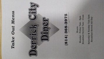 Derrick City Diner menu