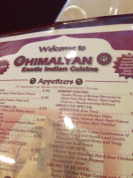 Himalayan Exotic Indian Cuisine menu