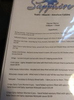 Sapphire Sushi, Hibachi American Cuisine menu