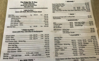 Pea Ridge B Que menu