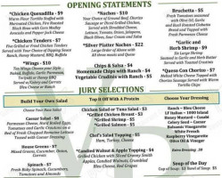Guilties Bistro At Verdict Ridge menu