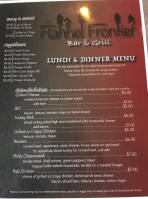 The Flannel Frontier Grill menu