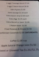 Jj's Roadside Cafe menu